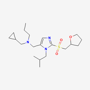 molecular formula C20H35N3O3S B4258801 N-(cyclopropylmethyl)-N-[[3-(2-methylpropyl)-2-(oxolan-2-ylmethylsulfonyl)imidazol-4-yl]methyl]propan-1-amine 