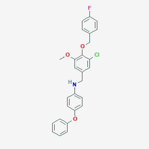 molecular formula C27H23ClFNO3 B425885 N-{3-chloro-4-[(4-fluorobenzyl)oxy]-5-methoxybenzyl}-4-phenoxyaniline 