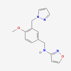 molecular formula C15H16N4O2 B4258951 N-[[4-methoxy-3-(pyrazol-1-ylmethyl)phenyl]methyl]-1,2-oxazol-3-amine 