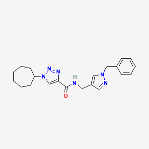 molecular formula C21H26N6O B4258975 N-[(1-benzylpyrazol-4-yl)methyl]-1-cycloheptyltriazole-4-carboxamide 
