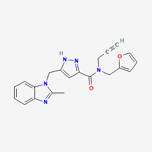 molecular formula C21H19N5O2 B4259002 N-(furan-2-ylmethyl)-5-[(2-methylbenzimidazol-1-yl)methyl]-N-prop-2-ynyl-1H-pyrazole-3-carboxamide 