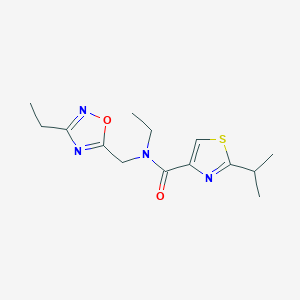molecular formula C14H20N4O2S B4259076 N-ethyl-N-[(3-ethyl-1,2,4-oxadiazol-5-yl)methyl]-2-propan-2-yl-1,3-thiazole-4-carboxamide 