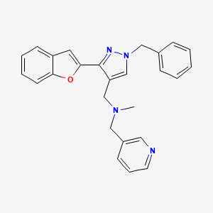 molecular formula C26H24N4O B4259104 1-[3-(1-benzofuran-2-yl)-1-benzyl-1H-pyrazol-4-yl]-N-methyl-N-(3-pyridinylmethyl)methanamine 