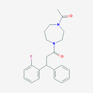 molecular formula C22H25FN2O2 B4259131 1-acetyl-4-[3-(2-fluorophenyl)-3-phenylpropanoyl]-1,4-diazepane 