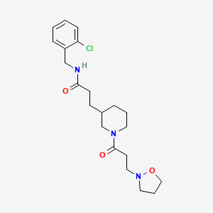molecular formula C21H30ClN3O3 B4259613 N-[(2-chlorophenyl)methyl]-3-[1-[3-(1,2-oxazolidin-2-yl)propanoyl]piperidin-3-yl]propanamide 