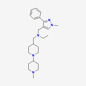 molecular formula C25H39N5 B4259914 N-[(1'-methyl-1,4'-bipiperidin-4-yl)methyl]-N-[(1-methyl-3-phenyl-1H-pyrazol-4-yl)methyl]ethanamine 