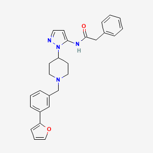 molecular formula C27H28N4O2 B4260045 N-(1-{1-[3-(2-furyl)benzyl]-4-piperidinyl}-1H-pyrazol-5-yl)-2-phenylacetamide 
