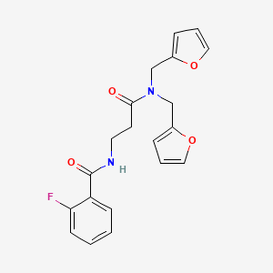 molecular formula C20H19FN2O4 B4260077 N-{3-[bis(2-furylmethyl)amino]-3-oxopropyl}-2-fluorobenzamide 