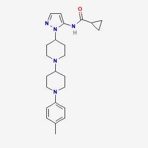 molecular formula C24H33N5O B4260146 N-[2-[1-[1-(4-methylphenyl)piperidin-4-yl]piperidin-4-yl]pyrazol-3-yl]cyclopropanecarboxamide 