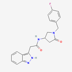 molecular formula C20H19FN4O2 B4260295 N-[1-[(4-fluorophenyl)methyl]-5-oxopyrrolidin-3-yl]-2-(2H-indazol-3-yl)acetamide 