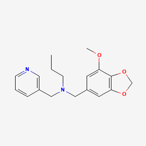 molecular formula C18H22N2O3 B4260372 N-[(7-methoxy-1,3-benzodioxol-5-yl)methyl]-N-(pyridin-3-ylmethyl)propan-1-amine 