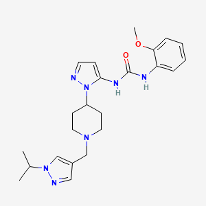 molecular formula C23H31N7O2 B4260493 N-(1-{1-[(1-isopropyl-1H-pyrazol-4-yl)methyl]-4-piperidinyl}-1H-pyrazol-5-yl)-N'-(2-methoxyphenyl)urea 