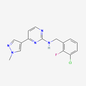 molecular formula C15H13ClFN5 B4260535 N-[(3-chloro-2-fluorophenyl)methyl]-4-(1-methylpyrazol-4-yl)pyrimidin-2-amine 