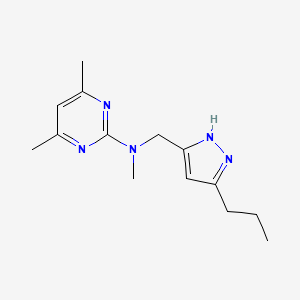 molecular formula C14H21N5 B4260597 N,4,6-trimethyl-N-[(3-propyl-1H-pyrazol-5-yl)methyl]pyrimidin-2-amine 