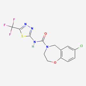 molecular formula C13H10ClF3N4O2S B4260964 7-chloro-N-[5-(trifluoromethyl)-1,3,4-thiadiazol-2-yl]-3,5-dihydro-2H-1,4-benzoxazepine-4-carboxamide 