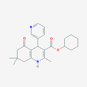 molecular formula C24H30N2O3 B4261215 Cyclohexyl 2,7,7-trimethyl-5-oxo-4-(pyridin-3-yl)-1,4,5,6,7,8-hexahydroquinoline-3-carboxylate 