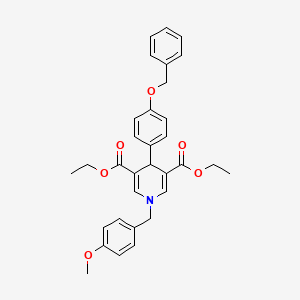 molecular formula C32H33NO6 B4261346 3,5-DIETHYL 4-[4-(BENZYLOXY)PHENYL]-1-[(4-METHOXYPHENYL)METHYL]-1,4-DIHYDROPYRIDINE-3,5-DICARBOXYLATE 