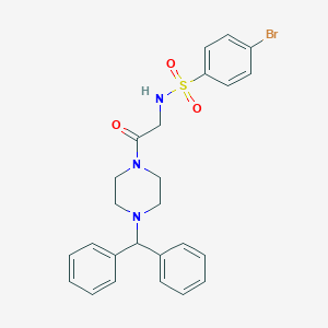 molecular formula C25H26BrN3O3S B426215 N-[2-(4-benzhydryl-1-piperazinyl)-2-oxoethyl]-4-bromobenzenesulfonamide 