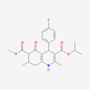 molecular formula C23H26FNO5 B4262192 6-Methyl 3-propan-2-yl 4-(4-fluorophenyl)-2,7-dimethyl-5-oxo-1,4,5,6,7,8-hexahydroquinoline-3,6-dicarboxylate 