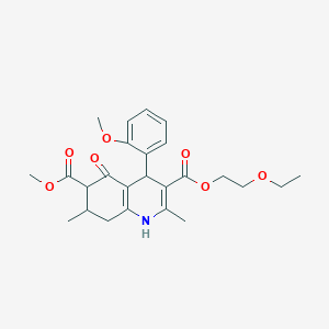 molecular formula C25H31NO7 B4262437 3-(2-Ethoxyethyl) 6-methyl 4-(2-methoxyphenyl)-2,7-dimethyl-5-oxo-1,4,5,6,7,8-hexahydroquinoline-3,6-dicarboxylate 