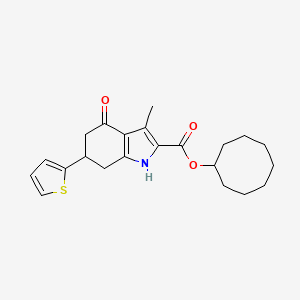 molecular formula C22H27NO3S B4262481 cyclooctyl 3-methyl-4-oxo-6-(thiophen-2-yl)-4,5,6,7-tetrahydro-1H-indole-2-carboxylate 