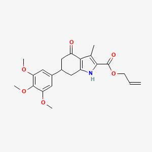 molecular formula C22H25NO6 B4262788 prop-2-en-1-yl 3-methyl-4-oxo-6-(3,4,5-trimethoxyphenyl)-4,5,6,7-tetrahydro-1H-indole-2-carboxylate 