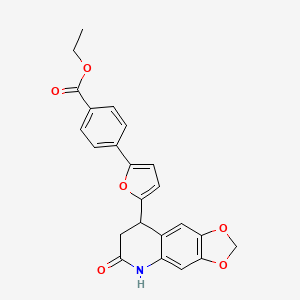 molecular formula C23H19NO6 B4262979 ETHYL 4-(5-{6-OXO-2H,5H,6H,7H,8H-[1,3]DIOXOLO[4,5-G]QUINOLIN-8-YL}FURAN-2-YL)BENZOATE 