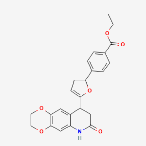 molecular formula C24H21NO6 B4263109 ETHYL 4-(5-{7-OXO-2H,3H,6H,7H,8H,9H-[1,4]DIOXINO[2,3-G]QUINOLIN-9-YL}FURAN-2-YL)BENZOATE 