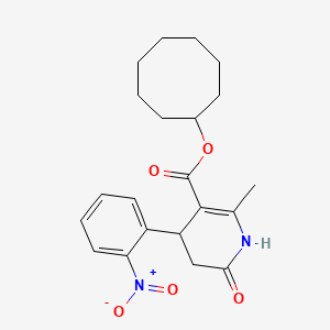 molecular formula C21H26N2O5 B4263252 Cyclooctyl 2-methyl-4-(2-nitrophenyl)-6-oxo-1,4,5,6-tetrahydropyridine-3-carboxylate 