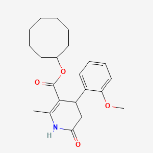 molecular formula C22H29NO4 B4263253 Cyclooctyl 4-(2-methoxyphenyl)-2-methyl-6-oxo-1,4,5,6-tetrahydropyridine-3-carboxylate 