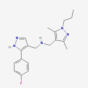 molecular formula C19H24FN5 B4263270 N-[(3,5-dimethyl-1-propylpyrazol-4-yl)methyl]-1-[5-(4-fluorophenyl)-1H-pyrazol-4-yl]methanamine 
