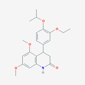molecular formula C22H27NO5 B4263272 4-[3-ethoxy-4-(propan-2-yloxy)phenyl]-5,7-dimethoxy-3,4-dihydroquinolin-2(1H)-one 