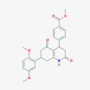molecular formula C25H25NO6 B4263276 Methyl 4-[7-(2,5-dimethoxyphenyl)-2,5-dioxo-1,2,3,4,5,6,7,8-octahydroquinolin-4-yl]benzoate 