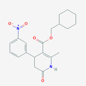 molecular formula C20H24N2O5 B4263377 Cyclohexylmethyl 2-methyl-4-(3-nitrophenyl)-6-oxo-1,4,5,6-tetrahydropyridine-3-carboxylate 