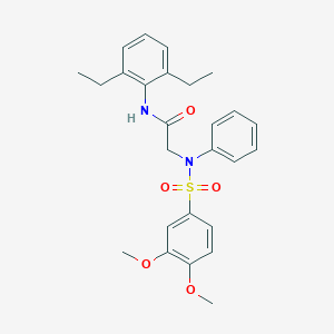 molecular formula C26H30N2O5S B426343 N-(2,6-diethylphenyl)-2-{[(3,4-dimethoxyphenyl)sulfonyl]anilino}acetamide 