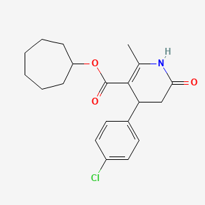 molecular formula C20H24ClNO3 B4263507 Cycloheptyl 4-(4-chlorophenyl)-2-methyl-6-oxo-1,4,5,6-tetrahydropyridine-3-carboxylate 