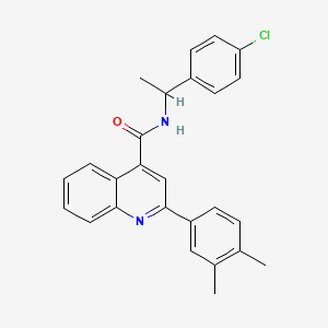 molecular formula C26H23ClN2O B4263719 N-[1-(4-chlorophenyl)ethyl]-2-(3,4-dimethylphenyl)quinoline-4-carboxamide 