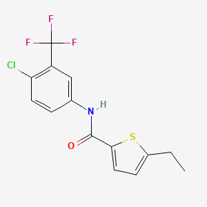 molecular formula C14H11ClF3NOS B4263743 N-[4-chloro-3-(trifluoromethyl)phenyl]-5-ethylthiophene-2-carboxamide 