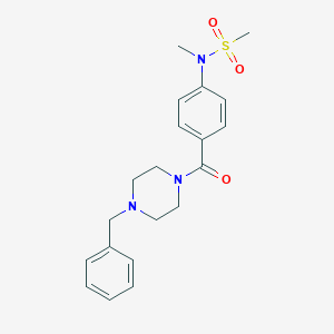 molecular formula C20H25N3O3S B426377 N-{4-[(4-benzylpiperazin-1-yl)carbonyl]phenyl}-N-methylmethanesulfonamide 