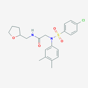 molecular formula C21H25ClN2O4S B426389 N~2~-[(4-chlorophenyl)sulfonyl]-N~2~-(3,4-dimethylphenyl)-N-(tetrahydrofuran-2-ylmethyl)glycinamide 