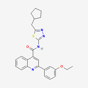 molecular formula C26H26N4O2S B4263906 N-[5-(cyclopentylmethyl)-1,3,4-thiadiazol-2-yl]-2-(3-ethoxyphenyl)quinoline-4-carboxamide 