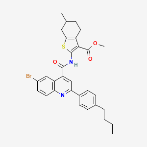 molecular formula C31H31BrN2O3S B4263922 Methyl 2-({[6-bromo-2-(4-butylphenyl)quinolin-4-yl]carbonyl}amino)-6-methyl-4,5,6,7-tetrahydro-1-benzothiophene-3-carboxylate 