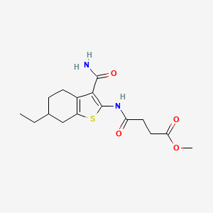 molecular formula C16H22N2O4S B4263979 Methyl 4-[(3-carbamoyl-6-ethyl-4,5,6,7-tetrahydro-1-benzothiophen-2-yl)amino]-4-oxobutanoate 
