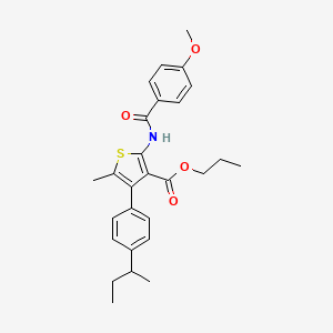 molecular formula C27H31NO4S B4264087 Propyl 4-[4-(butan-2-yl)phenyl]-2-{[(4-methoxyphenyl)carbonyl]amino}-5-methylthiophene-3-carboxylate 