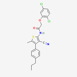 molecular formula C23H20Cl2N2O2S B4264270 N-[3-cyano-5-methyl-4-(4-propylphenyl)thiophen-2-yl]-2-(2,5-dichlorophenoxy)acetamide 