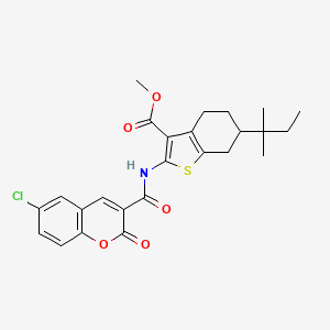 molecular formula C25H26ClNO5S B4264308 methyl 2-{[(6-chloro-2-oxo-2H-chromen-3-yl)carbonyl]amino}-6-(2-methylbutan-2-yl)-4,5,6,7-tetrahydro-1-benzothiophene-3-carboxylate 