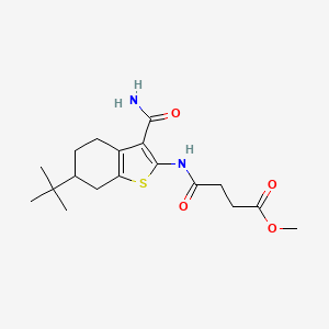 molecular formula C18H26N2O4S B4264349 Methyl 4-[(6-tert-butyl-3-carbamoyl-4,5,6,7-tetrahydro-1-benzothiophen-2-yl)amino]-4-oxobutanoate 