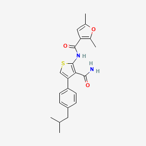 molecular formula C22H24N2O3S B4264509 N-[3-CARBAMOYL-4-(4-ISOBUTYLPHENYL)-2-THIENYL]-2,5-DIMETHYL-3-FURAMIDE 