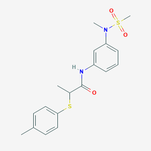 molecular formula C18H22N2O3S2 B426454 N-{3-[methyl(methylsulfonyl)amino]phenyl}-2-[(4-methylphenyl)sulfanyl]propanamide 