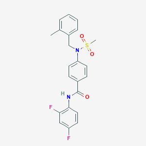 molecular formula C22H20F2N2O3S B426473 N-(2,4-difluorophenyl)-4-[(2-methylbenzyl)(methylsulfonyl)amino]benzamide 